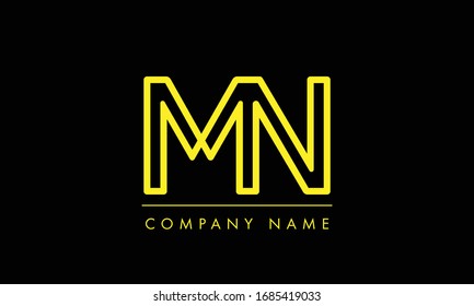Letras alfabetas logotipo de icono de monograma MN o NM

