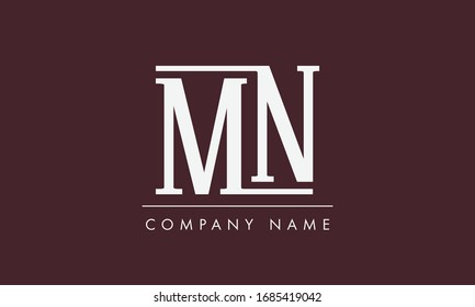 Letras alfabetas logotipo de icono de monograma MN o NM
