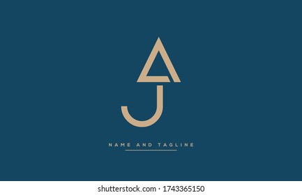 Letras alfabéticas logotipo de icono de monograma JA o AJ