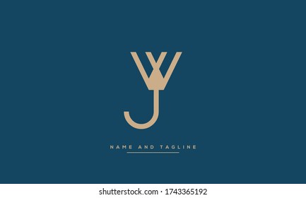 Alphabet letters monogram icon logo JW or WJ