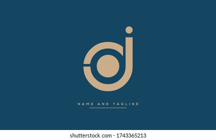 Alphabet letters monogram icon logo JO or OJ