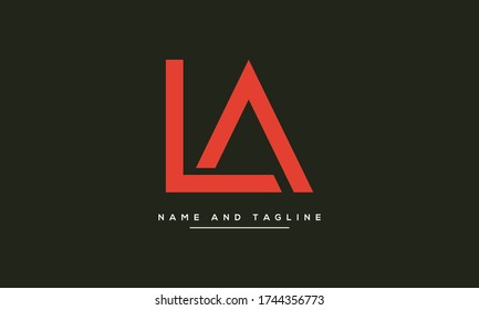 Alphabet letters monogram icon logo LA or AL