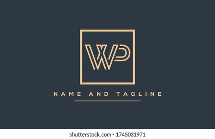 Letras alfabéticas logotipo de icono de monograma PW o WP