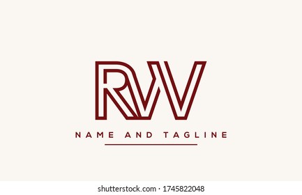 Alphabet letters monogram icon logo RW or WR