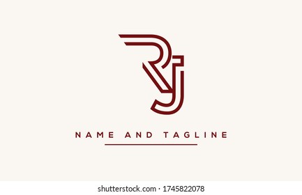 Alphabet letters monogram icon logo RJ or JR
