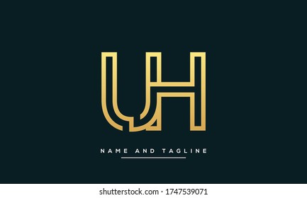 letras del alfabeto logotipo del icono del monograma UH o HU