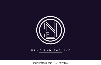 Alphabet letters monogram icon logo NJ or JN