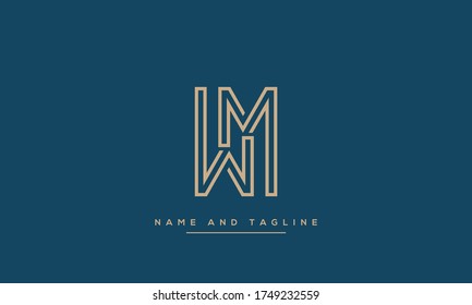 letras alfabéticas logotipo de icono de monograma WM o MW