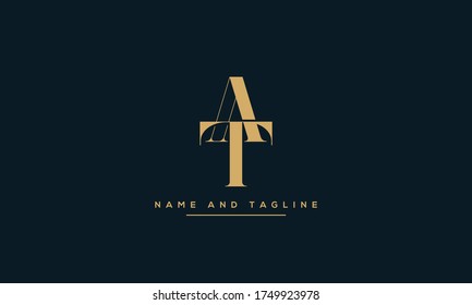alphabet letters monogram icon logo AT or TA