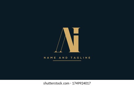 alphabet letters monogram icon logo AI or IA