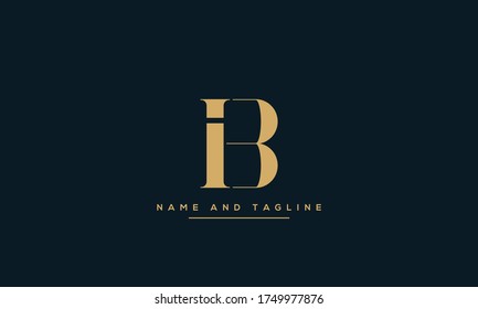 letras de alfabeto icono de monograma logotipo BI o IB