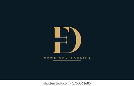 alphabet letters monogram icon logo DF or FD