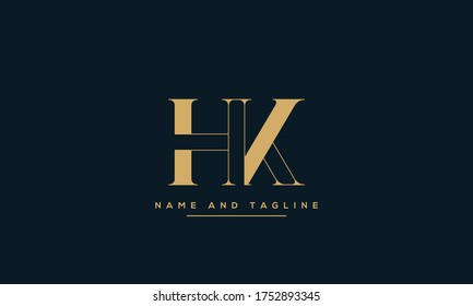 alphabet letters monogram icon logo HK or KH