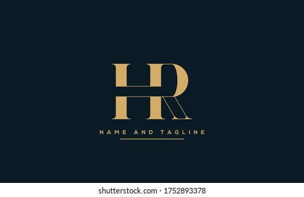 alphabet letters monogram icon logo HR or RH