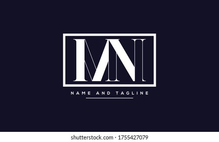 letras del alfabeto logotipo del icono del monograma MN o NM