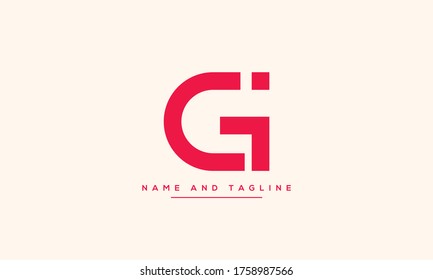 alphabet letters monogram icon logo GI or IG