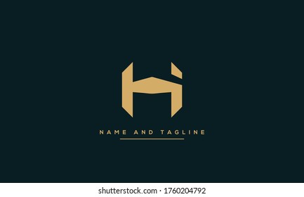 alphabet letters monogram icon logo HI or IH