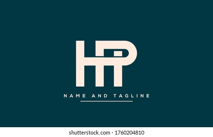 alphabet letters monogram icon logo HP or PH