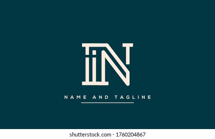alphabet letters monogram icon logo IN or NI