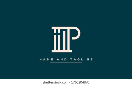 alphabet letters monogram icon logo IP or PI