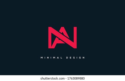 alphabet letters monogram icon logo AN or NA