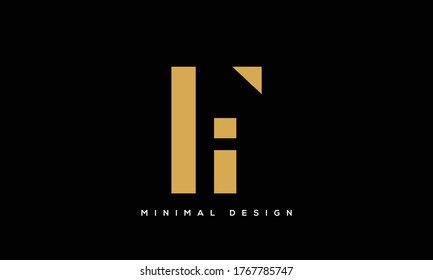 alphabet letters monogram icon logo FI or IF
