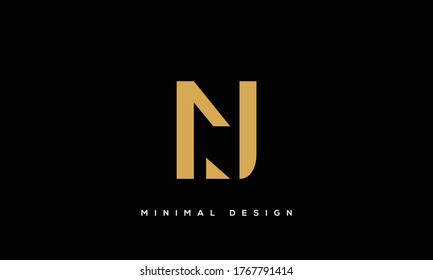 alphabet letters monogram icon logo JN or NJ