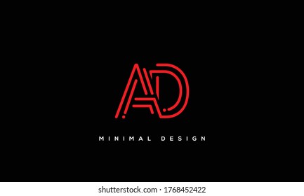alphabet letters monogram icon logo AD or DA