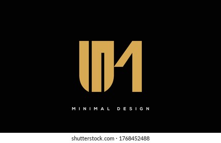 alphabet letters monogram icon logo MU or UM
