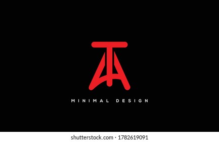 alphabet letters monogram icon logo AT or TA