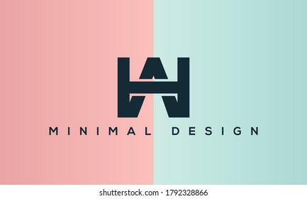 alphabet letters monogram icon logo AH or HA