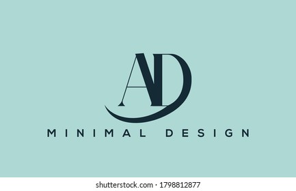 letras alfabéticas logotipo de icono de monograma AD o DA