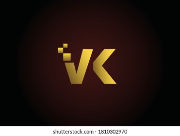 Buchstaben Monogramm-Logo VK oder KV in goldener Farbe