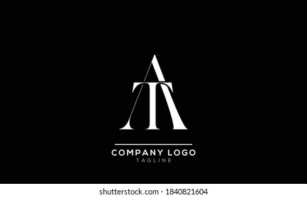 alphabet letters monogram icon logo AT or TA