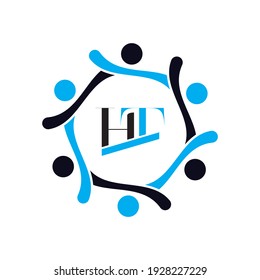 Alphabet letters monogram icon logo TH or HT
