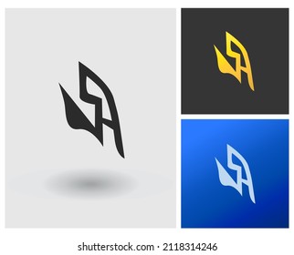 letras alfabéticas logotipo de icono de monograma SH o SA