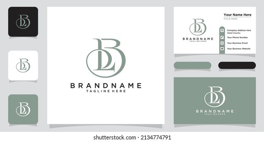 Alphabet letters monogram icon logo BL or LB with business card design