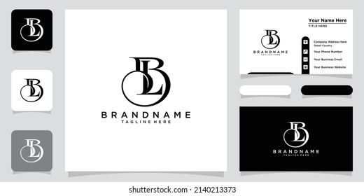 Alphabet letters monogram icon logo BL or LB with business card design