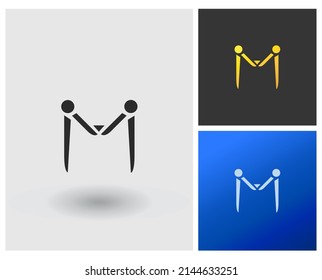 letras del alfabeto logotipo del icono del monograma M