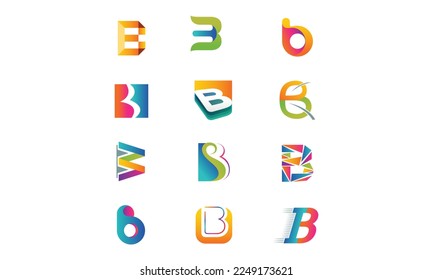letras del alfabeto logotipo de icono de monograma Conjunto B