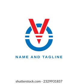 Letras alfabéticas logotipo de iconos de monograma OV o VO
