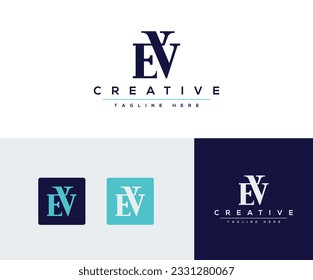 Alphabet letters monogram icon logo EV or VE. Monogram of Two letters V and E. Simple and minimal EV logo design. Vector illustration template.