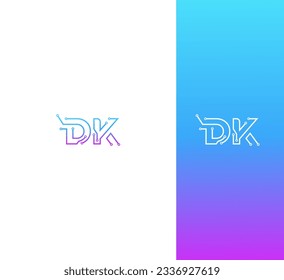 Alphabet letters monogram icon logo KD or DK. Tecnology DK, KD letter logo.