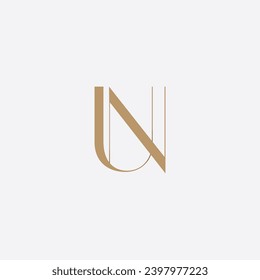 Alphabet letters monogram icon logo UN elegance. Vector illustration