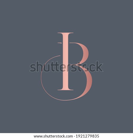 alphabet letters monogram icon logo BI or IB