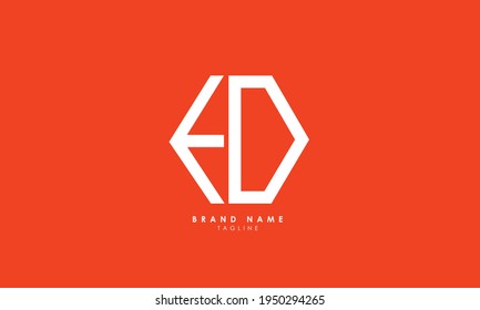 Alphabet letters Monogram Initials ED, DE, E and D