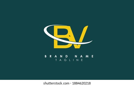 Letras alfabéticas. Logotipo de Monograma Iniciales BV, B y V