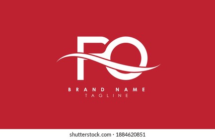 Alphabet letters. Monogram Initials logo PO, P and O