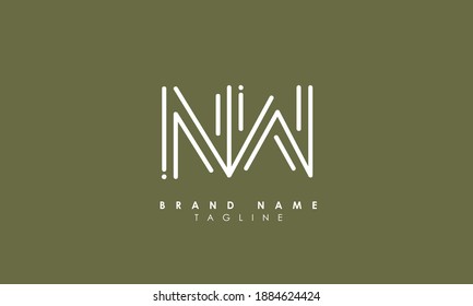 Alphabet letters. Monogram Initials logo NW, N and W