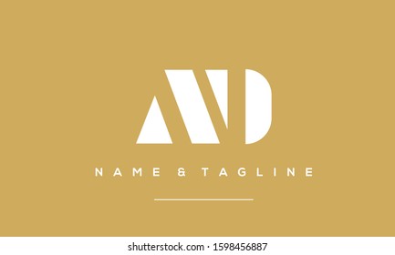 Alphabet letters monogram logo AD,DA,A and D
